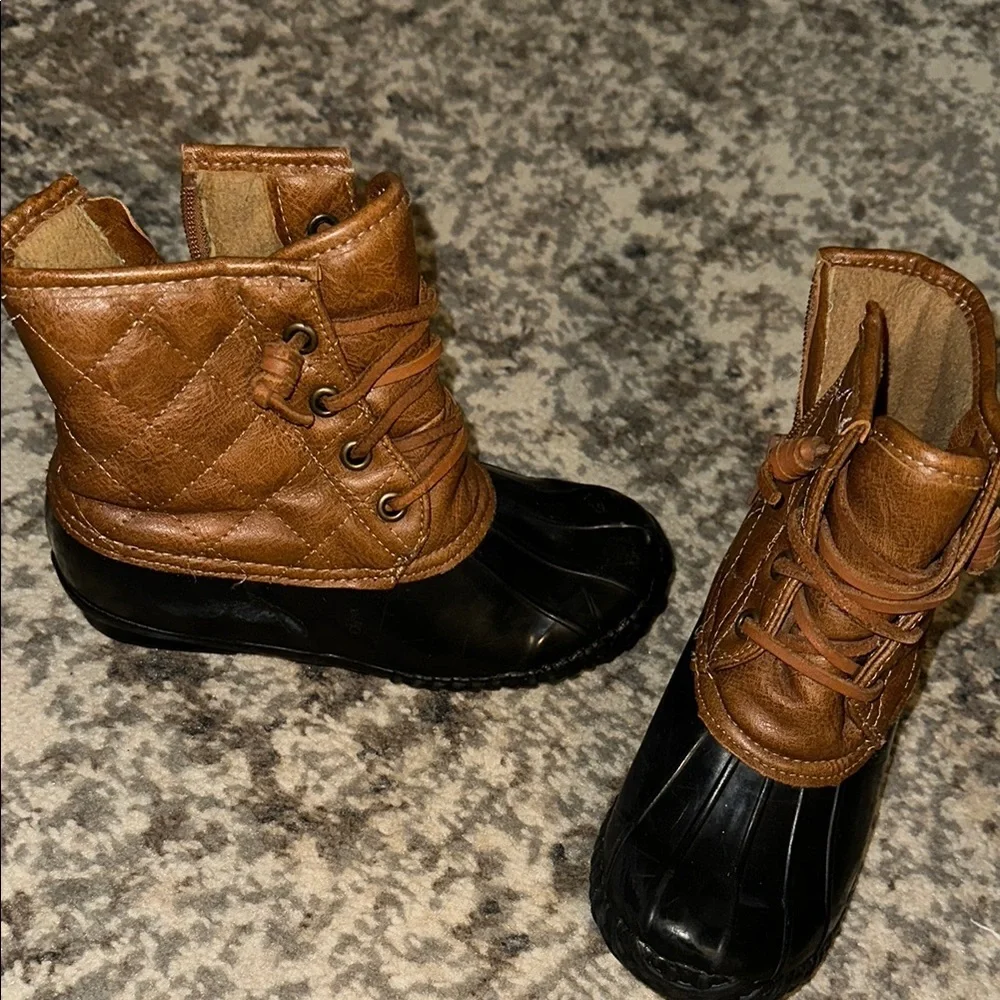 Brown and Black Duck Boots
